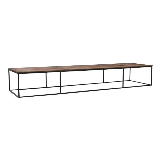Vintage Wood and Metal Coffee Table For Sale