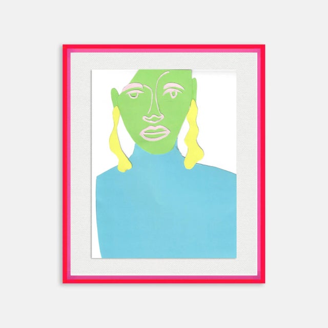 Virginia Chamlee Portrait of a Woman by Virginia Chamlee in Neon Pink Acrylic Shadowbox, Small Art Print For Sale - Image 4 of 4
