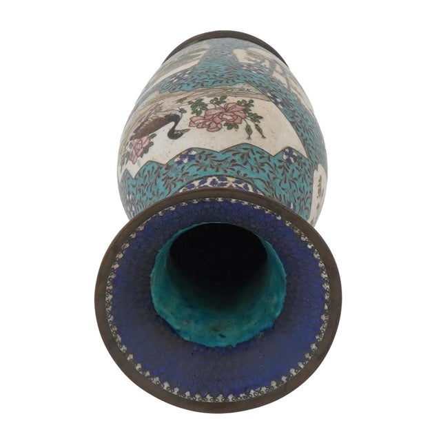 Late 19th Century Late 19th Century Japanese Cloisonne Vase With Cranes, Ducks and Blossoms, Meiji Era For Sale - Image 5 of 6