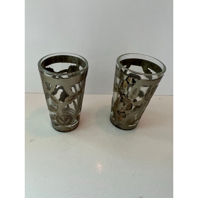 Silver Vintage Sterling Silver Openwork Shot Glasses a Pair For Sale - Image 8 of 8
