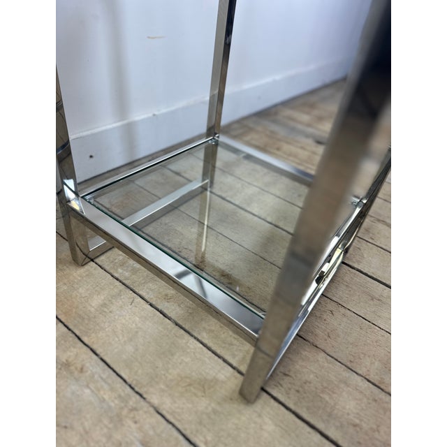 Silver Chrome and Glass Side Table, 2000s For Sale - Image 8 of 10