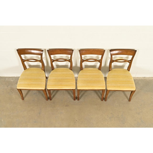 1960s Kindel Furniture Style Regency Carved Walnut Dining Chairs, Set of Four For Sale - Image 5 of 12