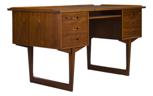 Mid-Century Danish Freestanding Teak Desk with Raised Lip Edge, 1960s