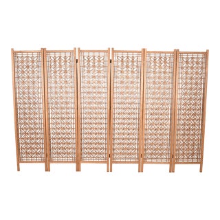 6-Panel Mid Century Modern Patterned Screen | Room Divider For Sale