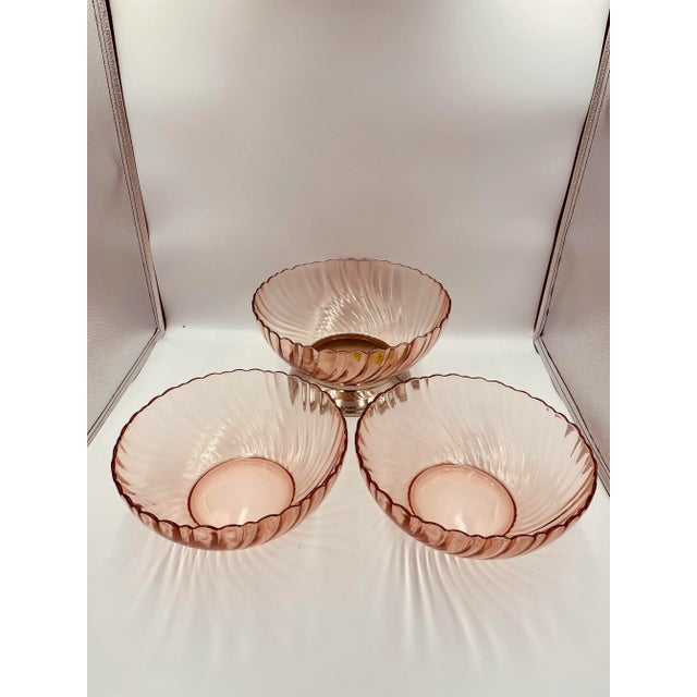 Vintage French Pink Glass Bowls- Set of 3 For Sale - Image 13 of 13