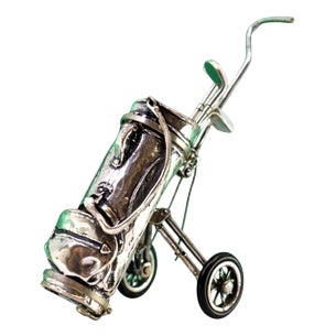 Perfect Silver Golf Cart with Three Clubs For Sale