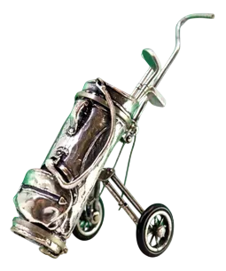 Perfect Silver Golf Cart with Three Clubs