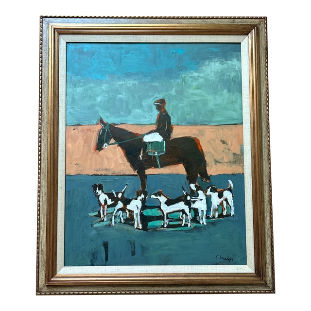 Contemporary Original Painting by Stephen Heigh “Early Morning Hounds Gather” For Sale