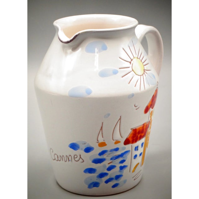Hand Painted French Cannes Pitcher For Sale - Image 4 of 8
