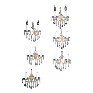 Palwa Wall Sconces in Crystal Brass, 1960, Set of 6 For Sale