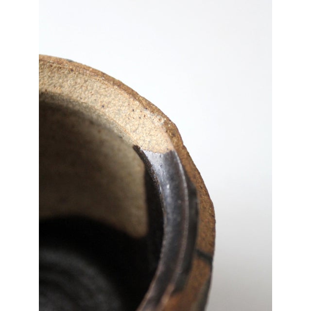 Black Vintage Studio Pottery Vase For Sale - Image 8 of 10
