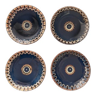 Bulgarian Troyan Redware Art Pottery Plates - Set of 4 For Sale