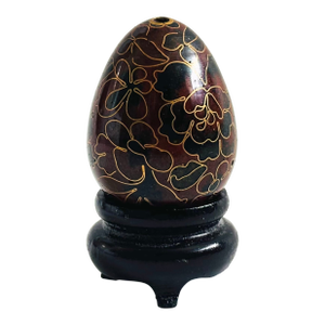 Small Vintage Cloisonne Egg Incense Holder on Stand
