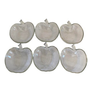 Vintage Anchor Hocking Clear Glass Apple Bowls, Set of 6 For Sale
