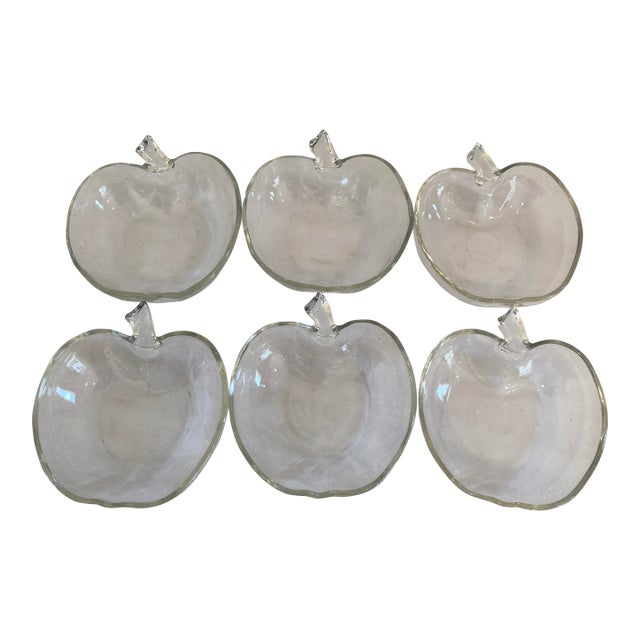 Vintage Anchor Hocking Clear Glass Apple Bowls, Set of 6 For Sale