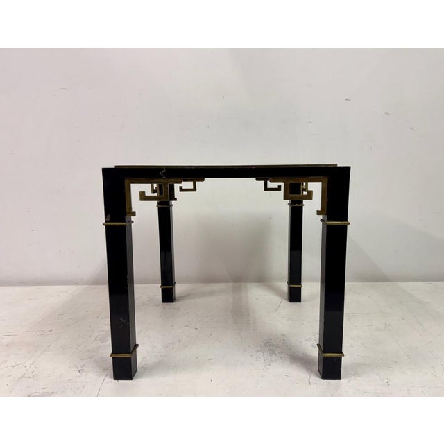 Black and Brass Side Table with Greek Key Detail, 1970s For Sale - Image 12 of 17