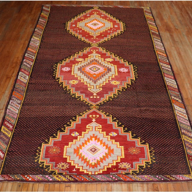 Early 21st Century 20th Century Zabihi Collection Wild Colorful Turkish Kars Anatolian Corridor Rug - 8'8" x 16'2" For Sale - Image 5 of 12