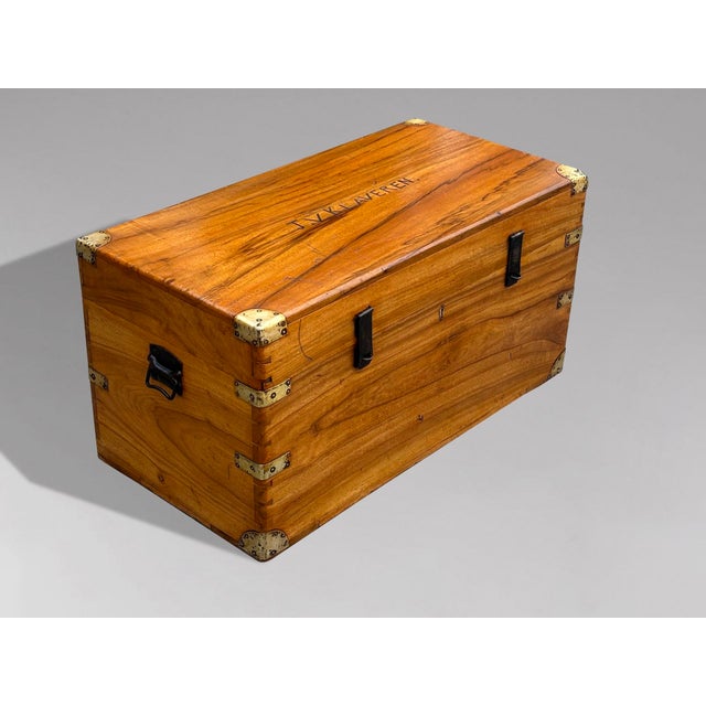 Camphor Wood Campaign Trunk, 1880s For Sale - Image 10 of 11