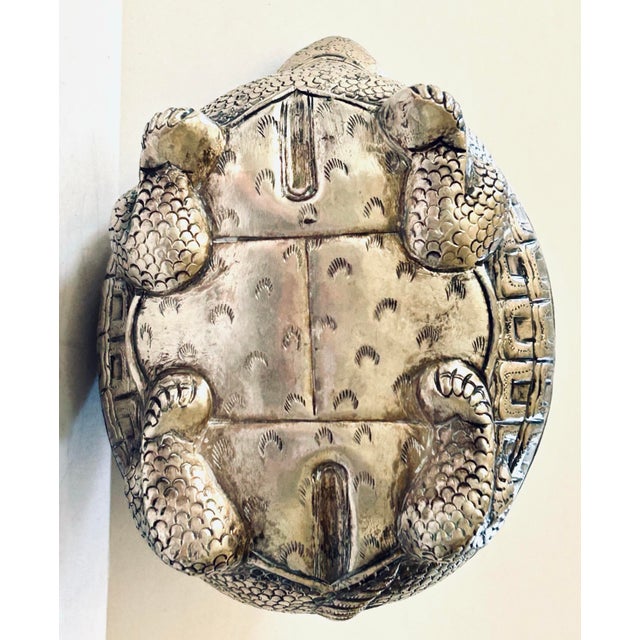 Figurative Antique South East Asian Silver Betel Nut Turtle Box For Sale - Image 3 of 10