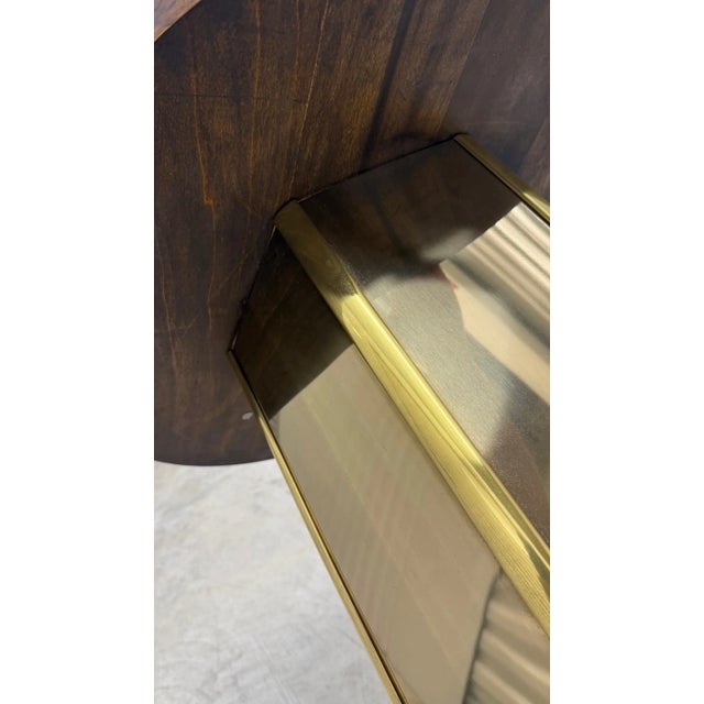 Brass 1970s Vintage Dining Table Attributed to Henredon in Burled Wood and Brass With Glass Top For Sale - Image 8 of 13
