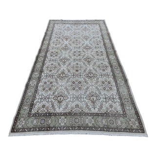 1960s Turkish Vintage Floral Hand Knotted Wool Area Rug For Sale