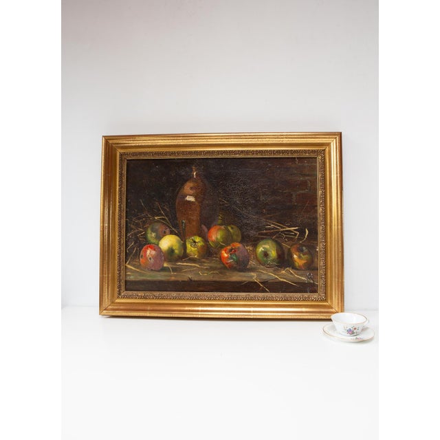French School , Still Life with Apples, 1950s, Oil on Canvas, Framed For Sale - Image 6 of 9