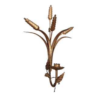 Italian Gilt Tole Wheat Candle Sconce For Sale