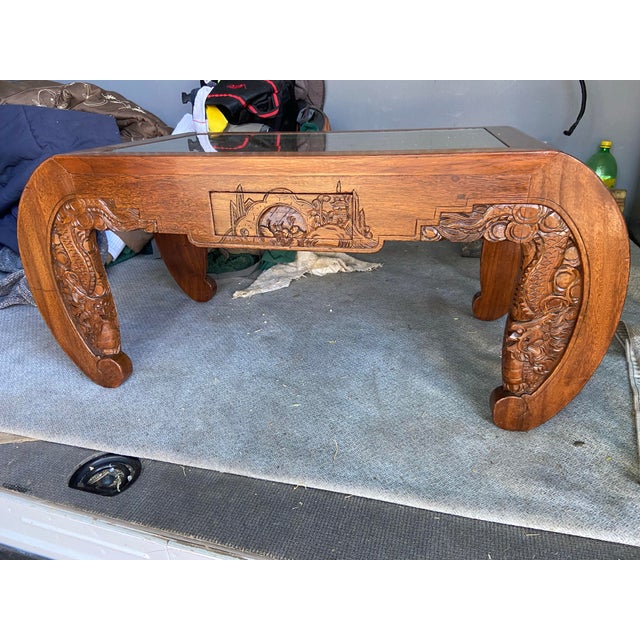 Chinese Antique Chinese Hand Carved Wooden Coffee Table Ming Style For Sale - Image 3 of 12