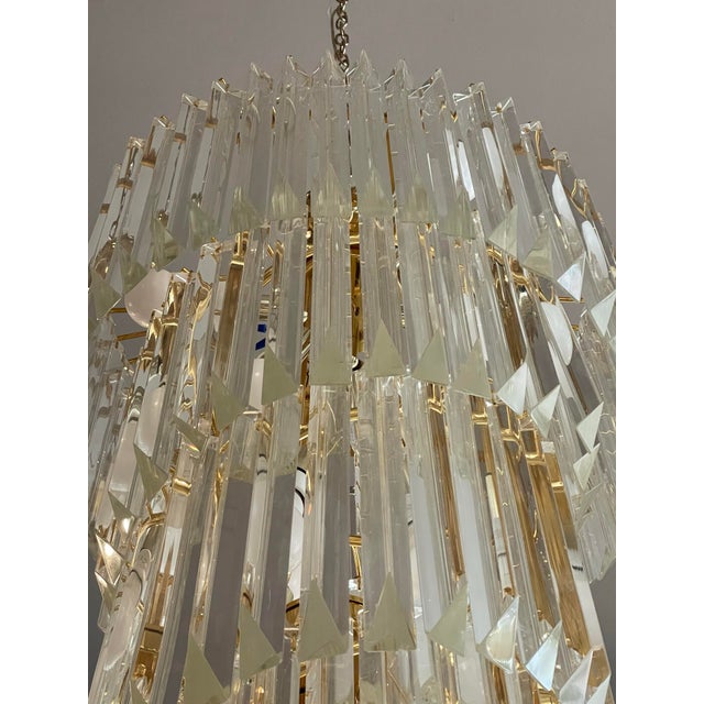 1960/1970s Vintage Italian Murano Glass Spiral Triedri Chandelier For Sale - Image 4 of 8