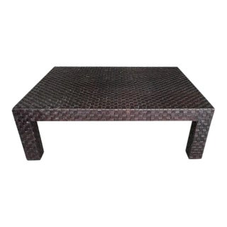 Modern Leather Woven Coffee Table For Sale