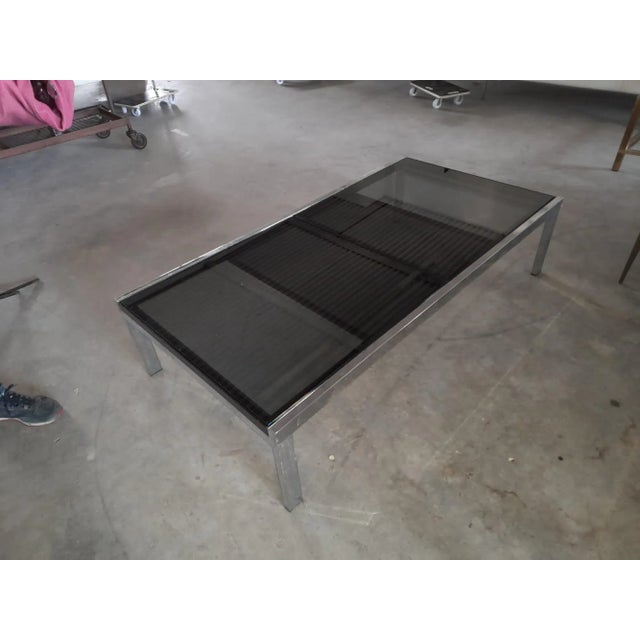 Extendable Coffee Table in Chromed Steel and Smoked Glass from Knoll, 1970s For Sale - Image 3 of 6