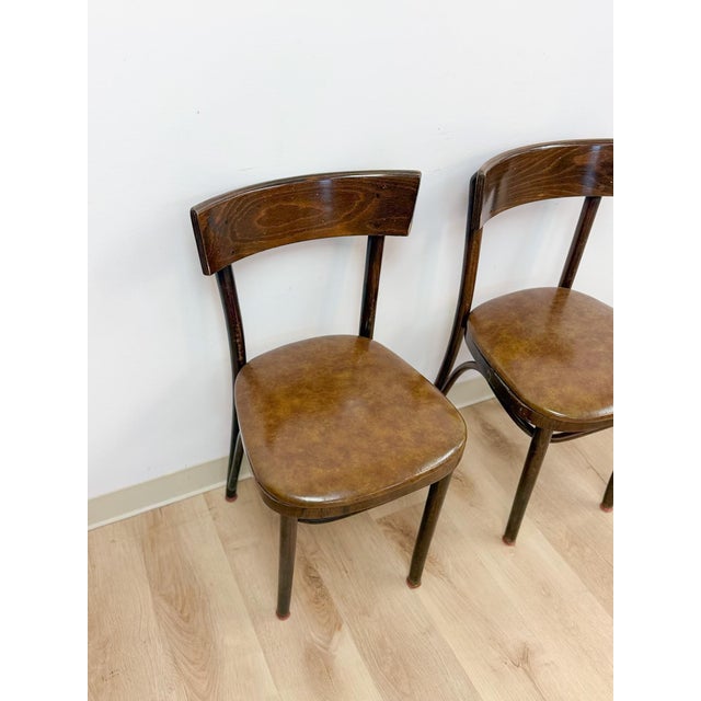 Pair of Vintage Walnut Bentwood Chairs, Curved Wood Accent Seating For Sale In Tampa - Image 6 of 14
