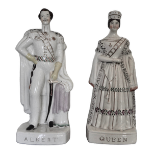 Pair of Large Antique Staffordshire Figures of Queen Victoria & Prince Albert