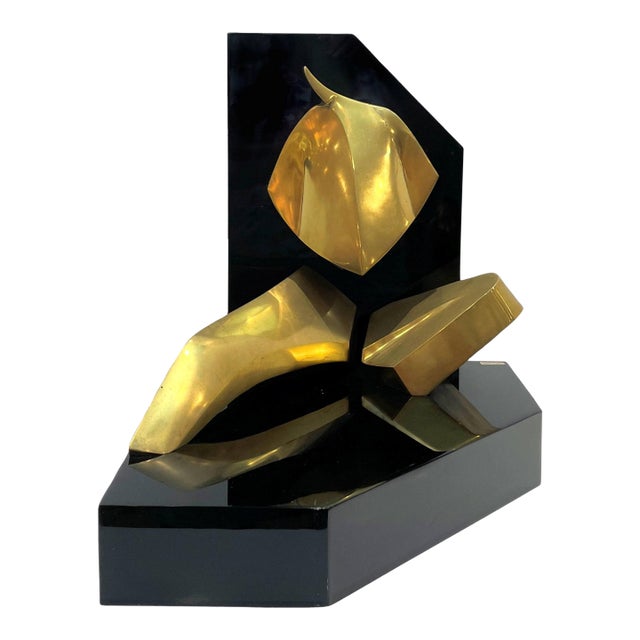 Late 20th Century Italian Bronze Figural Sculpture on Black Acrylic Base For Sale