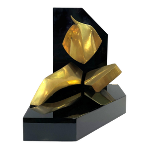 Late 20th Century Italian Bronze Figural Sculpture on Black Acrylic Base