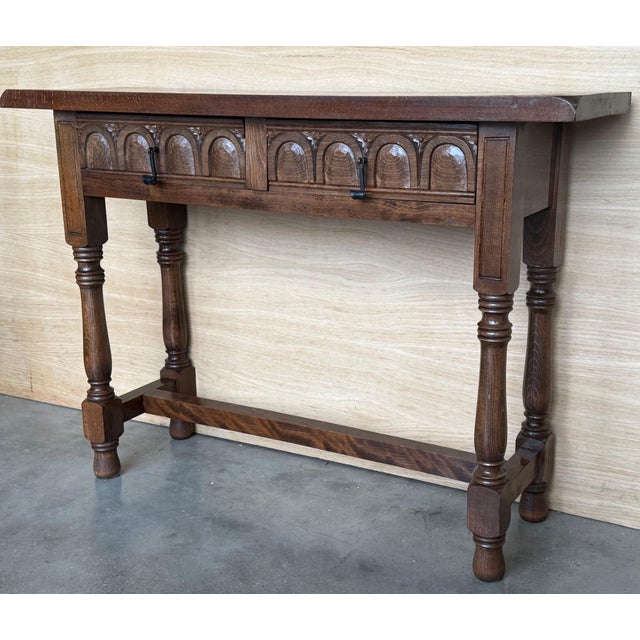 Spanish Early 20th Century Spanish Carved Console Table with Fluted Legs For Sale - Image 3 of 18