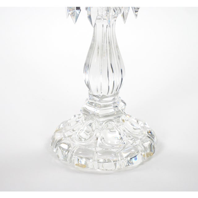 Tall Antique Signed Saint-Louis Cut Crystal Lustres Candlestick With Shade For Sale - Image 10 of 13