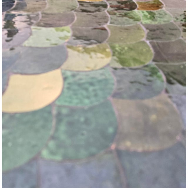 2020s 48" Handcrafted Tamegroute Green Moroccan Mosaic Table, Fish Scale Style For Sale - Image 5 of 6