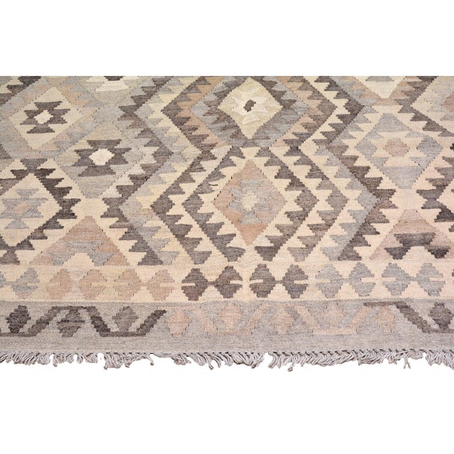 2010s Afghan Navajo Style Flatweave Kilim Wool Rug, 7'1''x7'9'' For Sale - Image 5 of 5