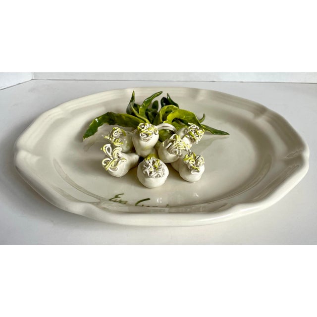 Late 20th Century Eva Gordon Trompe L’Oeil Scallion Plate, Signed Canadian Studio Pottery For Sale In Los Angeles - Image 6 of 12