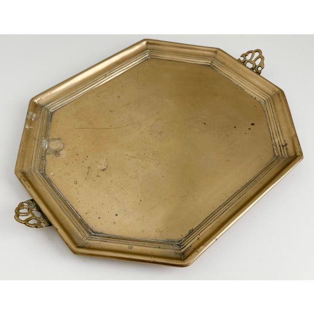 Early 20th Century Early 1900s Brass Tray With Ornate Handles For Sale - Image 5 of 8
