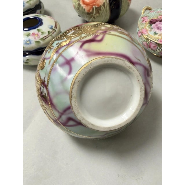 Antique Austrian Hand Painted Moriage Porcelain Double Swung Handle Bulbous Vase For Sale - Image 15 of 16