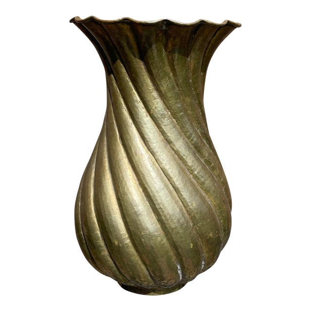 1950s Egidio Casagrande Italia Patinated Brass Vase For Sale
