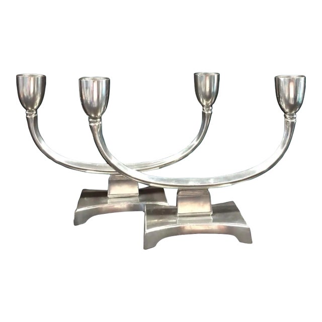 1940s Just Andersen Candlesticks (Set of 2) Art Deco Denmark For Sale