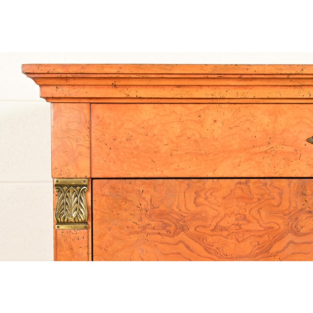 Wood Baker Furniture French Empire Neoclassical Burl Wood Abattant Bar Cabinet, Circa 1980s For Sale - Image 7 of 18