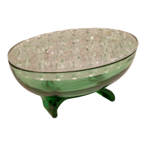 Vintage Martinsville Viking #1048 Oval Green Flower Frog