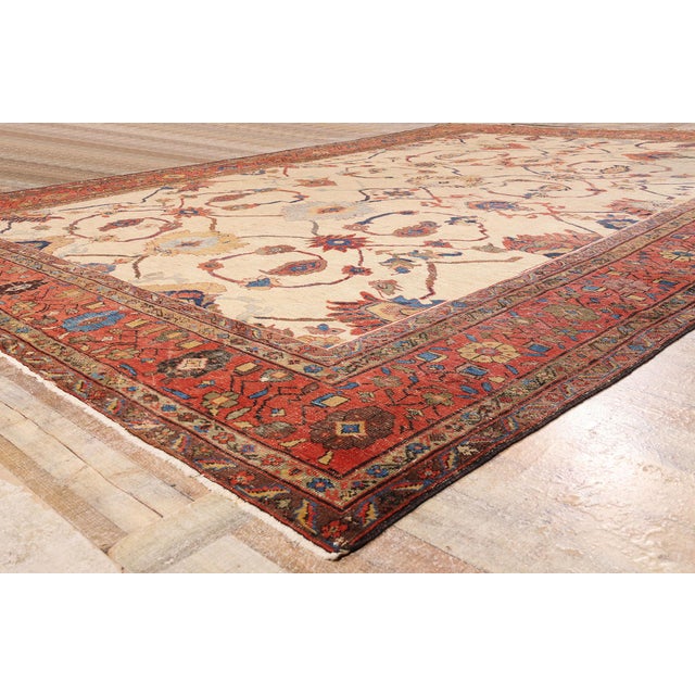 Beige Late 19th Century Persian Sultanabad Rug, 10'09 X 15'01 For Sale - Image 8 of 10