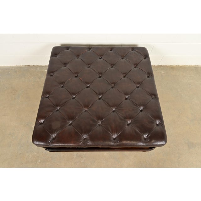 Bernhardt Tufted Leather Chesterfield Cocktail Ottoman For Sale In South Bend - Image 6 of 11