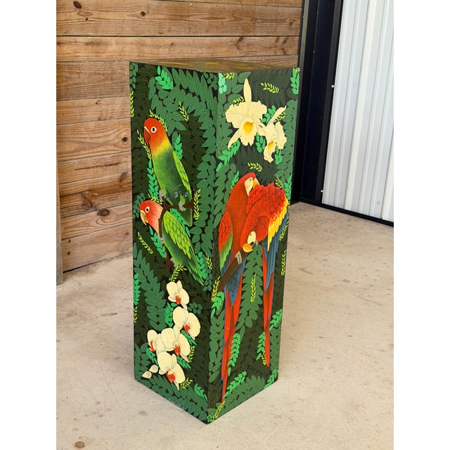Vintage Hand-Painted Tropical Coastal Pedestal For Sale - Image 9 of 12