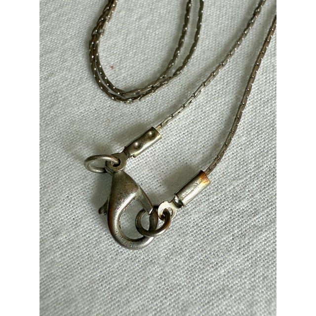 Vintage Faceted Emerald Green Glass Pendant Tassle Necklace For Sale - Image 9 of 15